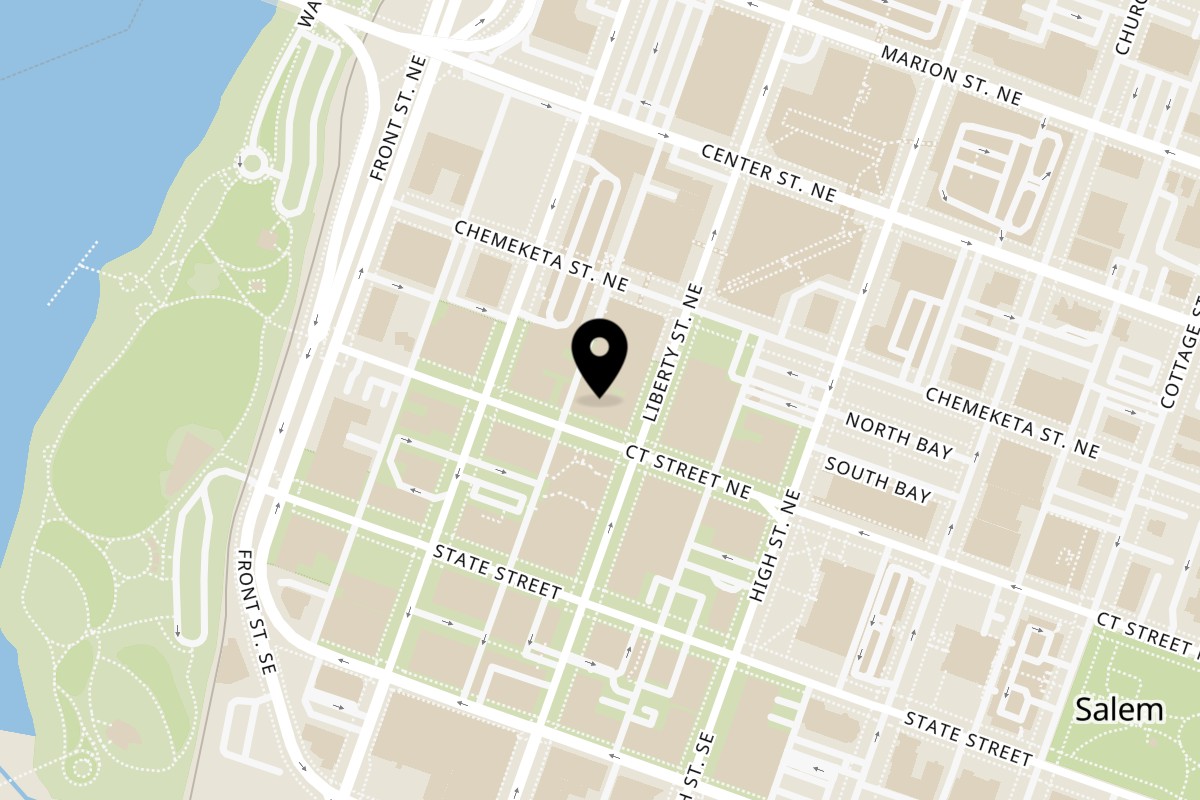 Map showing the location of India Palace on 377 Court St NE in Salem